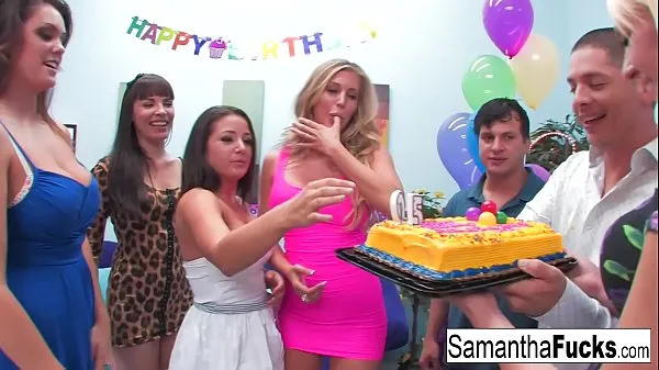Najlepsze Samantha celebrates her birthday with a wild crazy orgyświeże filmy
