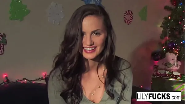 Best Lily tells us her horny Christmas wishes before satisfying herself in both holes fresh Videos