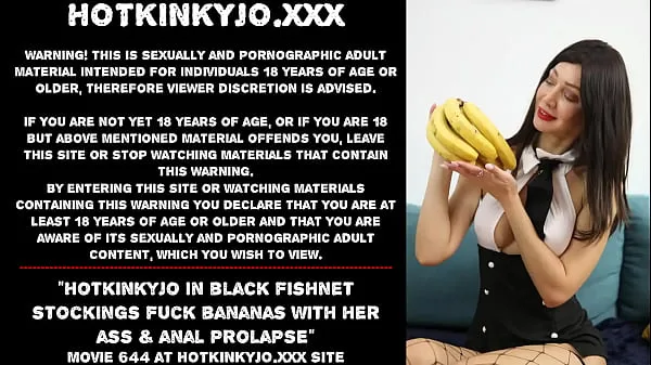 สุดยอด Hotkinkyjo in black fishnet stockings fuck bananas with her ass & anal prolapse วิดีโอสดใหม่